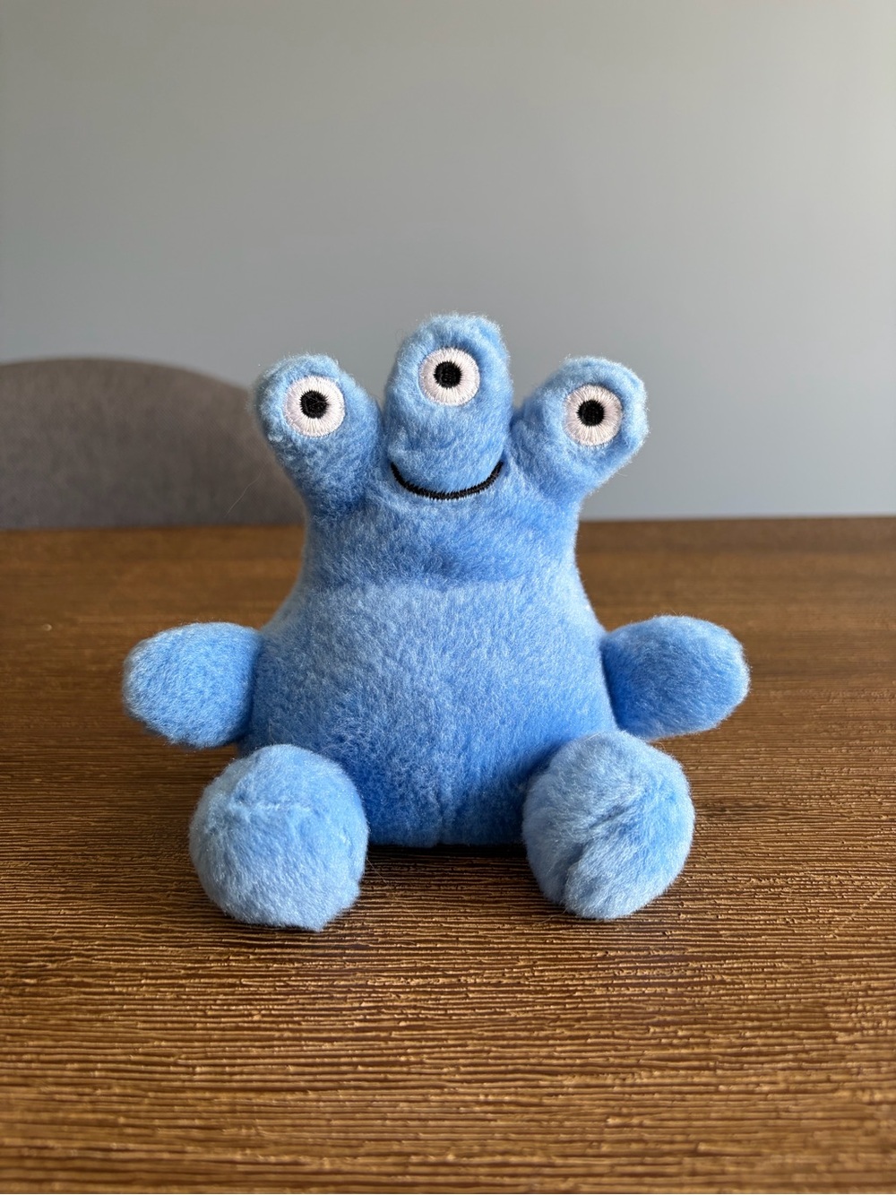 Blue Three-Eyed Plush Monster Palm Pal - Soft Kids Toy